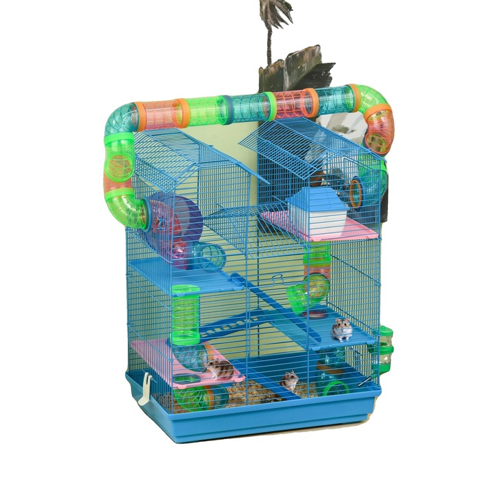 Cusca pentru Hamster, design pe mai multe niveluri, sistem de tuburi, usa de acces usor