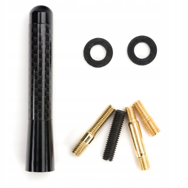 Antena auto universala AWParts, carbon, 8cm, set cu 4 suruburi si 2 garnituri