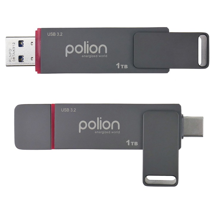 Pendrive 1TB Polion USB-C USB 3.2, 560/520 MB/s, metalic, 80x17x7mm