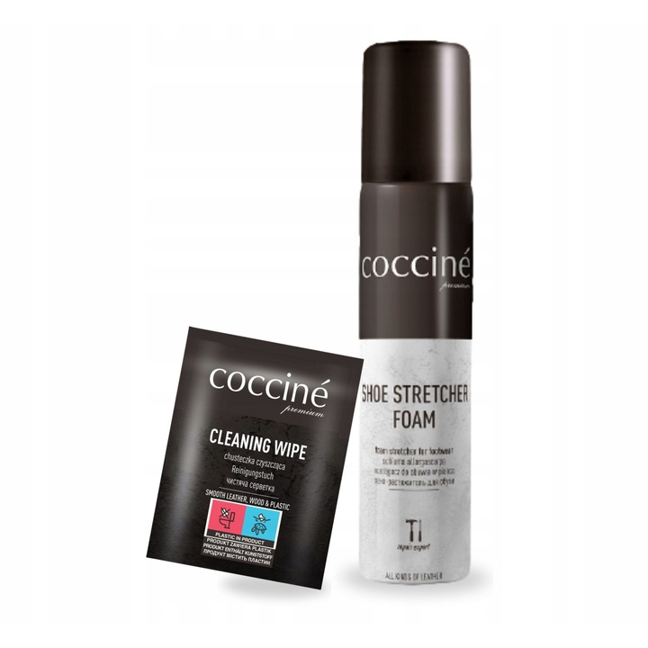 Kit pentru intinderea pantofilor, Coccine, Stretcher, 75ml, 1 servetel de curatare, intindere eficienta, elasticitate sporita, usor de utilizat, universal, Multicolor, Setul include: intindere pantofi 75ml, 1 servetel de curatare, material: spuma