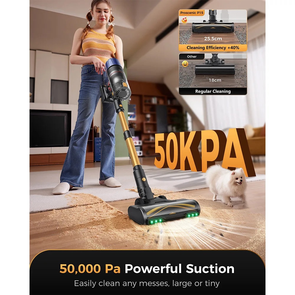 Aspirator vertical Pro scenic P15, putere de aspiratie 50kPa, autonomie 70min, 7.2x10.4x43in, fara fir