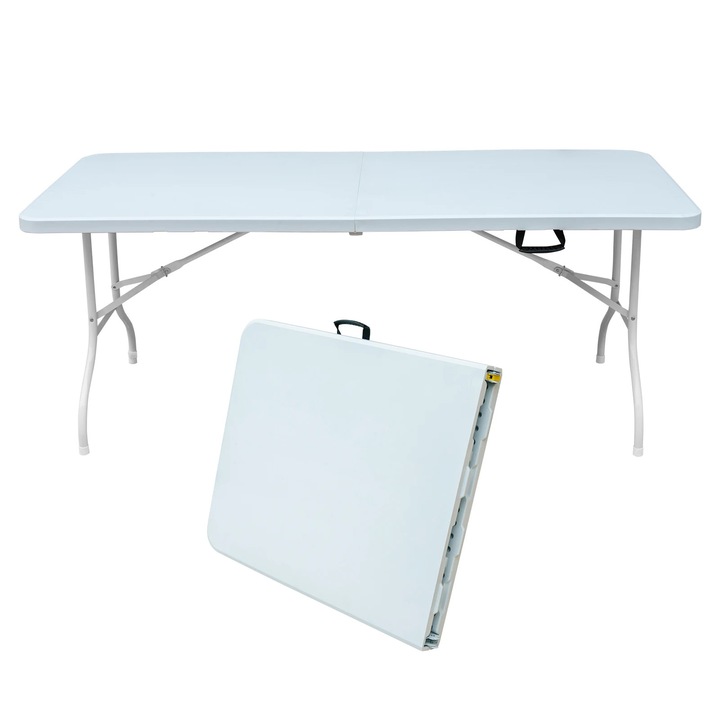 Masa Camping, Masa Pliabila, 180x73, 6x73, 6 cm, Portabila, Pentru 6 Persoane, Dreptunghiulara, Interior/Exterior, Ivoriu