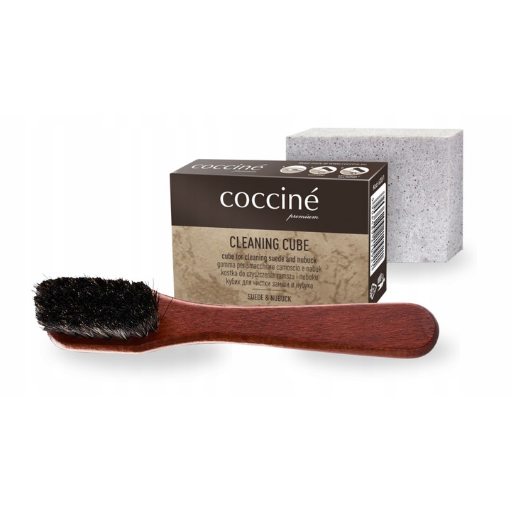 Kit de curatare, Coccine, radiera pentru curatarea pielii intoarse si a nubucului si pensula marker, 2 in 1, Eficient in indepartarea petelor, Sigur pentru piele, Usor de utilizat, Eficient si durabil, Multicolor, Setul include o radiera si o pensula