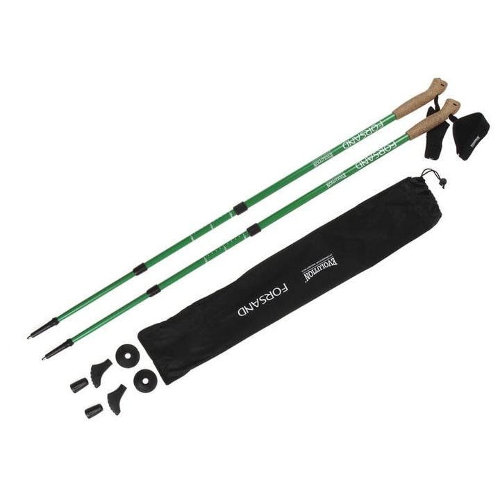Set bete trekking Evolution Forsand, 3 sectiuni, carbon si aluminiu, 66x135cm, greutate 195g