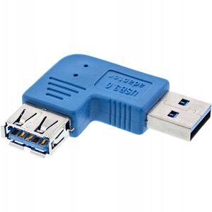 Adaptor USB 3.0, Inline, 90 grade, albastru, 2 conectori A