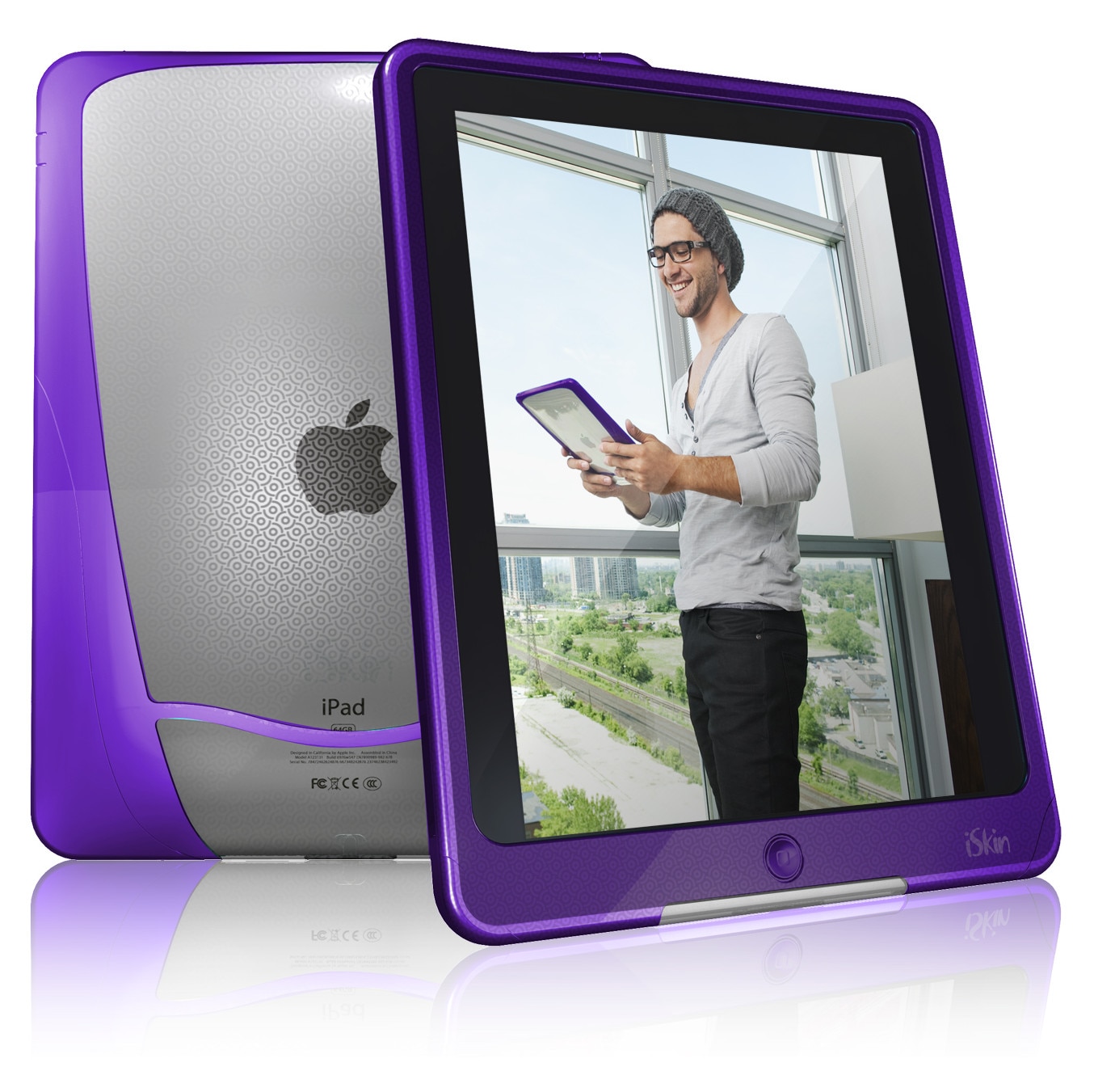 Husa iSkin Vu pentru iPad, fioleta/transparenta, hibrida, rezistenta la socuri, 1 bucata