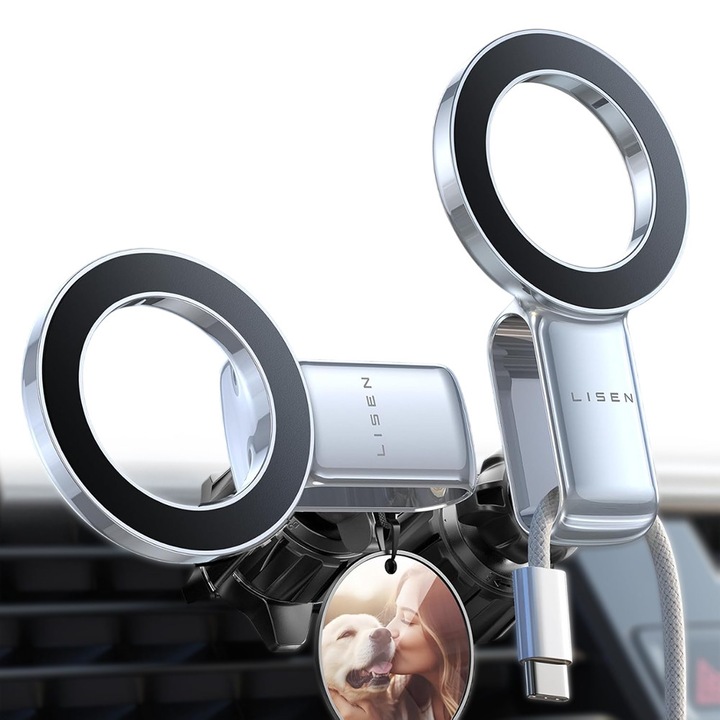 Suport pentru Telefon cu Magnet, Lisen, Rotire 360A, Negru