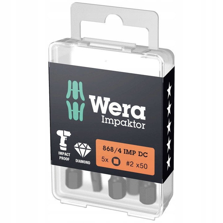 Set de biti cvorocat Wera 868/4, 1/4", 5 buc, 50mm, F 6.3