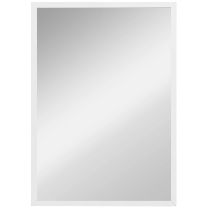 Oglinda de perete decorativa, Oglinda dreptunghiulara, 50 x 70 cm, Alb