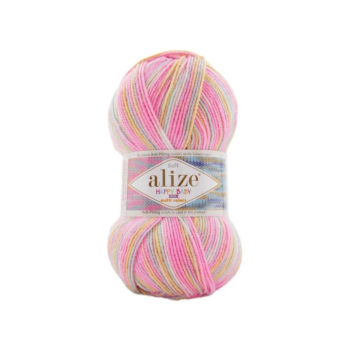 Fir tricotat Alize Happy Baby New Multi Colors 52991, Acril antialergenic, 100g, ~320m