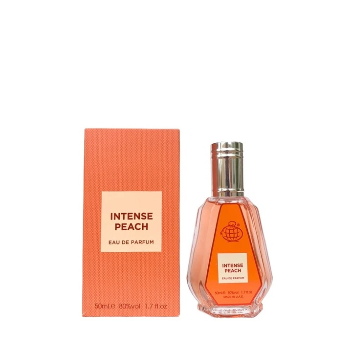 Apa de Parfum Fragrance World Intense Peach, Unisex, 50 ml