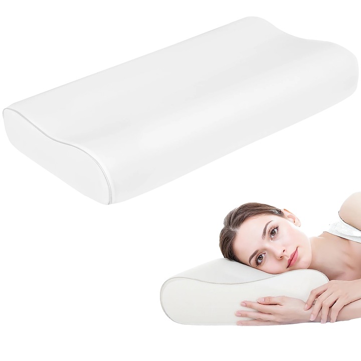 Perna ergonomica, umplutura din spuma cu memorie, forma dreptunghiulara, husa lavabila, dimensiune standard