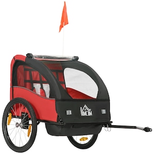 Remorca pentru bicicleta pentru copii, 2 locuri, constructie metalica, design pliabil, 140x88x90 cm