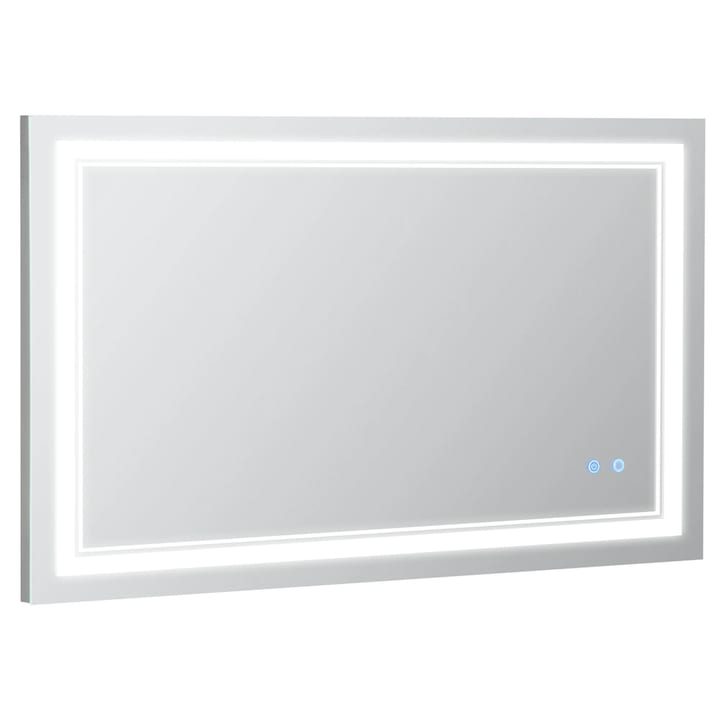 Oglinda baie, Oglinda de perete LED, 100x60 cm, Comutator tactil, 3 Moduri de lumina ajustabile