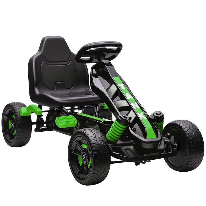 Kart pentru copii, verde, 100x59x60.5cm, 4 roti, antiderapante