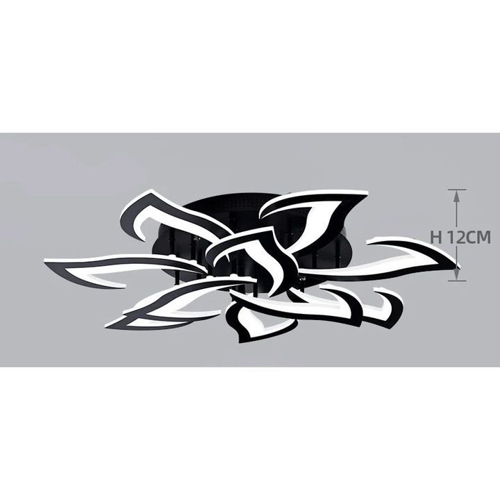 Lustra moderna și eleganta, 10 lumini LED, Negru, cu telecomandă APP pentru control inteligent, iluminare versatilă