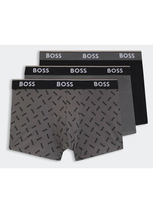 Set lenjerie intima barbati, BOSS, 3 boxeri, gri, bumbac elastic
