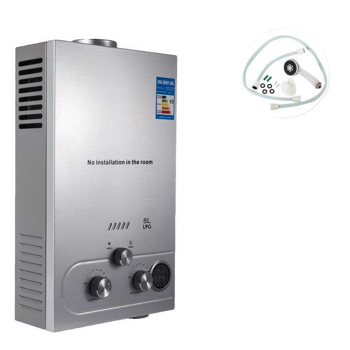 Incalzitor instant apa, 8L, design fara rezervor, display digital, otel inoxidabil