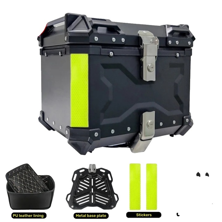 Cufar Moto, X-45L, Aluminiu Durabil, Capacitate 65L, Negru