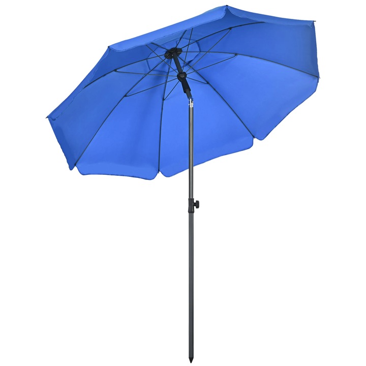 Umbrelă de plajă, Albastru, Diametru 160 cm, Impermeabilă, Set 3 piese