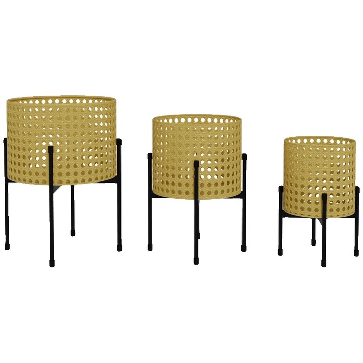 Set suporturi pentru plante, O30x40cm, O25x35cm, O20x30cm, metal vopsit, rezistent la intemperii