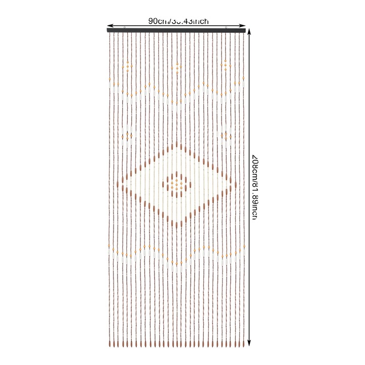 Gyöngyfüggöny, bohém stílusú, könnyen felszerelhető, 90x208cm, 2 x 0.9m szett