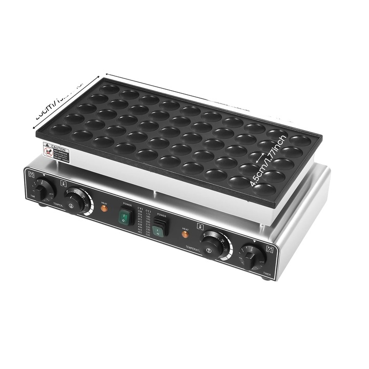 Aparat de preparat clatite, 50 gauri, temperatura ajustabila, argintiu deschis