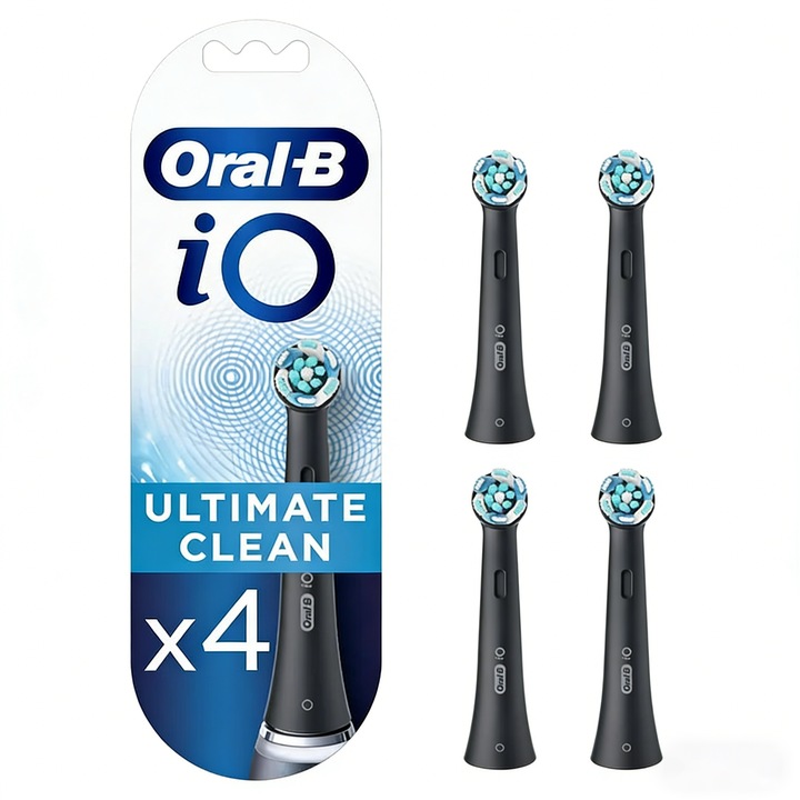 Rezerve periuta electrica Oral-BS iO Ultimate Clean, 4 buc Negru - Potrivite pentru seria iO Oral-BS, Curatare ultimata a zgomotului interdentara