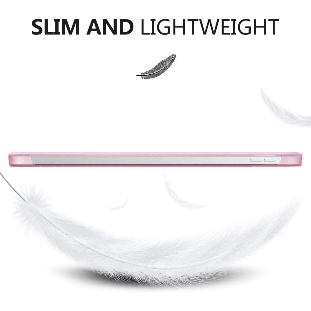 Husa pentru iPad Generatia a 10-a (2022) 10.9", Husa Tableta Subtire si Usoara din Piele PU cu Functie Auto Sleep/Wake, Spate din PC Translucent, roz pal