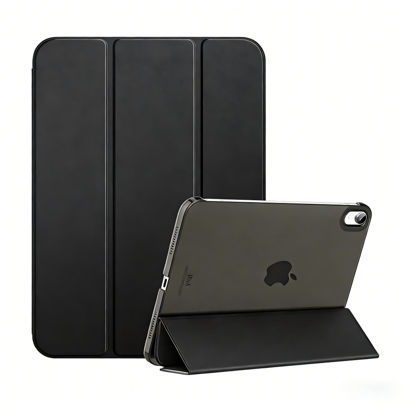 Husa pentru iPad Generatia a 10-a (2022) 10.9", Husa Tableta Subtire si Usoara din Piele PU cu Functie Auto Sleep/Wake, Spate din PC Translucent, Negru