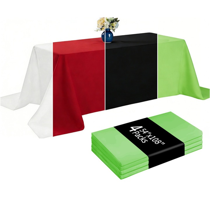 Set 4 Fete de Masa Verde Rectangulare 137x274cm, rezistente, din material PBAT pentru mese 180cm