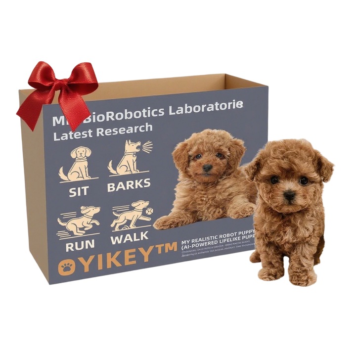 Интерактивно куче робот, плюшена играчка, движи се и лае, кафяв цвят, B17