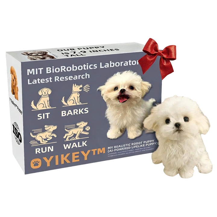 Интерактивно робо куче, плюшена играчка, движи се и лае, кафяво, 30x20см