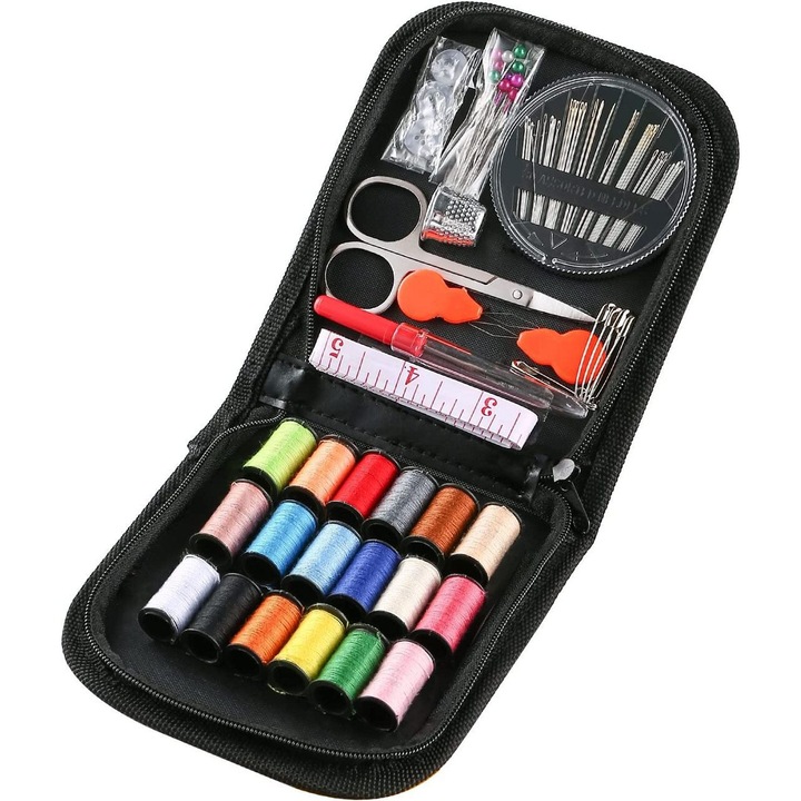 Set de cusut cu 24 de culori de ata si 73 de ate multicolore