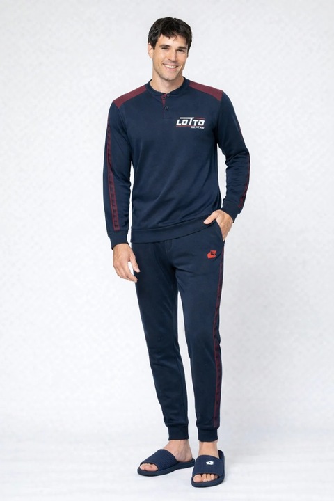 Pijama barbati Lotto LP2137, set 2 piese, bumbac, Albastru