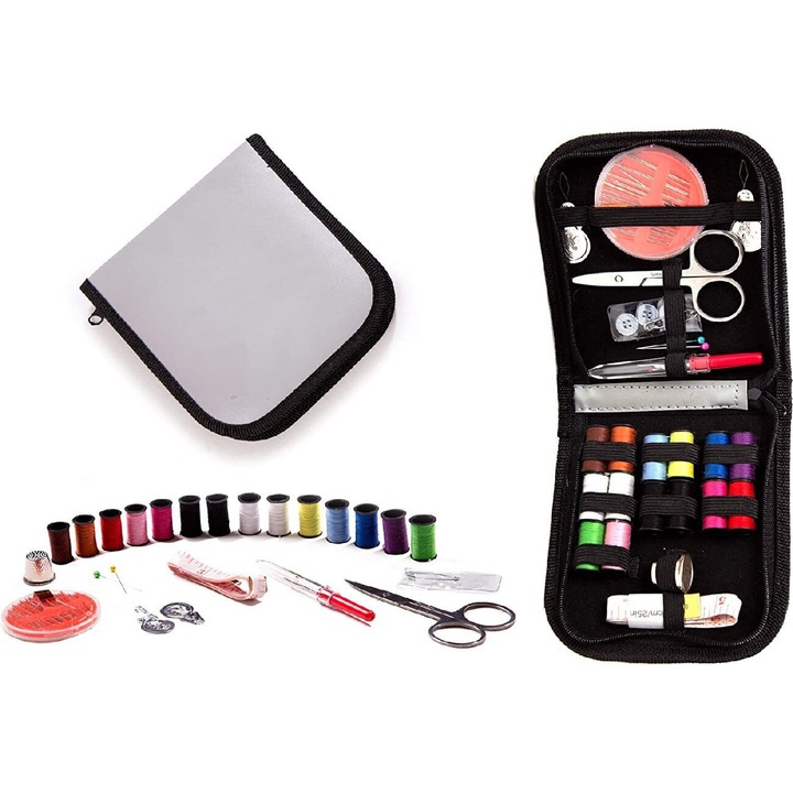 Set de cusut cu 24 de culori de ata si 44 de ate multicolore