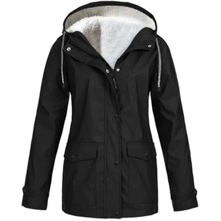 Дамско яке, водоустойчиво, подплатено черно, зимно, Черен