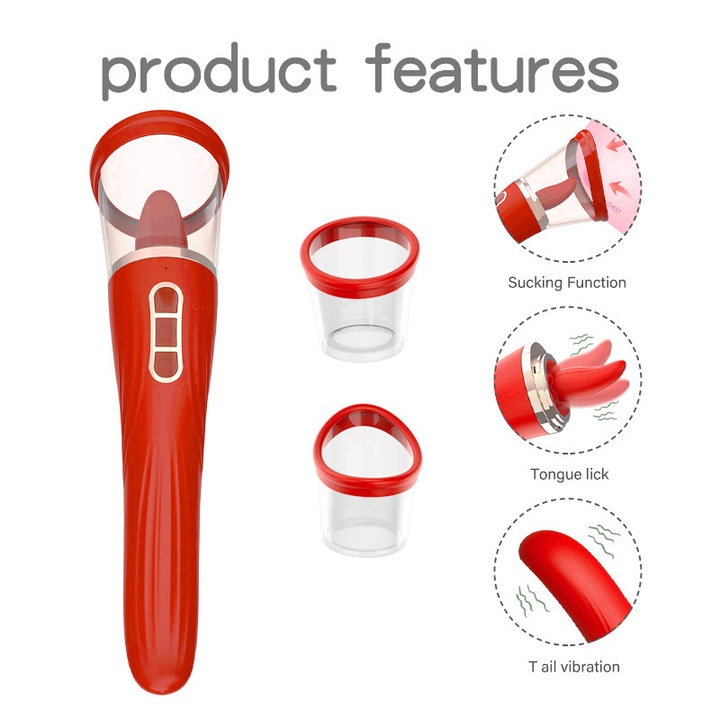 Vibrátor 3 az 1-ben, csikló- és mellbimbó stimuláció, 7 rezgési mód, vízálló, 3.7V, 500mAh