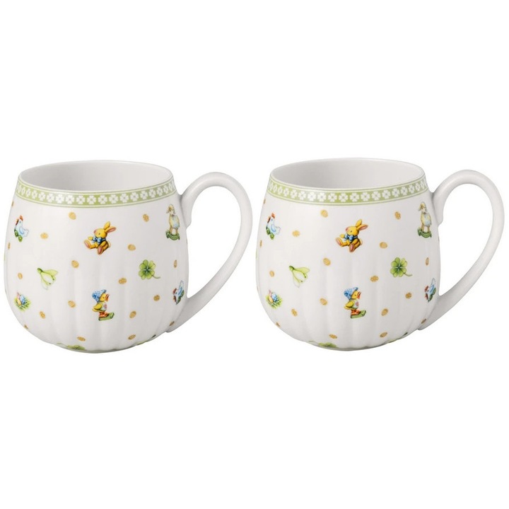 Sada 2 cani Villeroy & Boch, colectia Easter Delight, 360 ml, pastel, design cu iepurasi