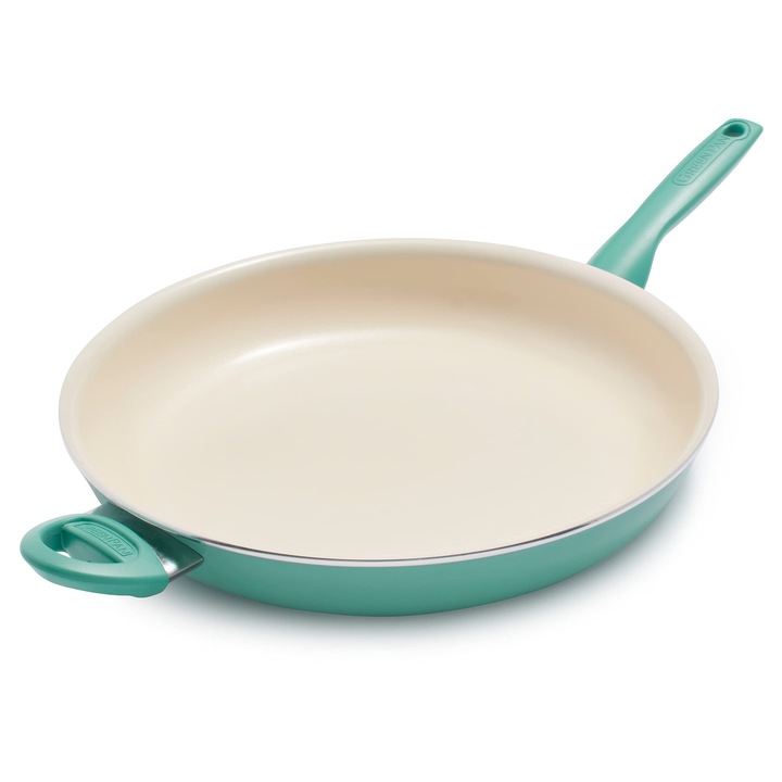 Tigaie ceramica GreenPan, antiaderenta, turcoaz, 13.5 inch