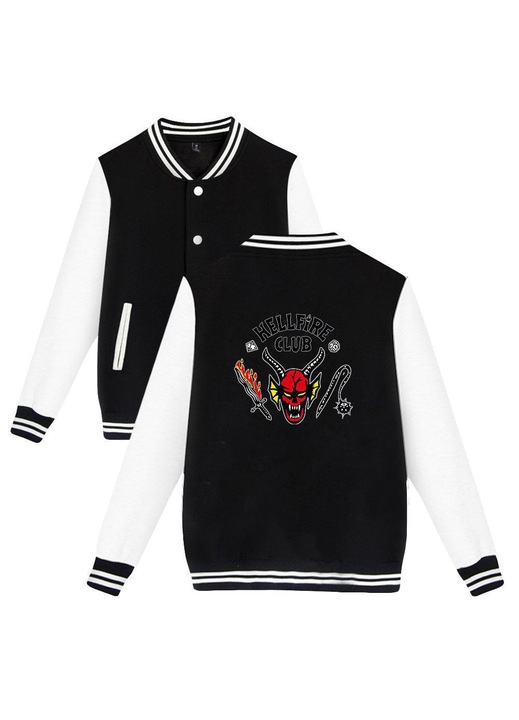 Hanorac dama, model Stranger Things, Hellfire Club, stil baseball