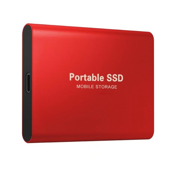 Külső SSD hordozható 1TB, USB 3.1, PC-hez, Mac-hez, Asztali géphez, Laptophoz, OUYLAF, Piros