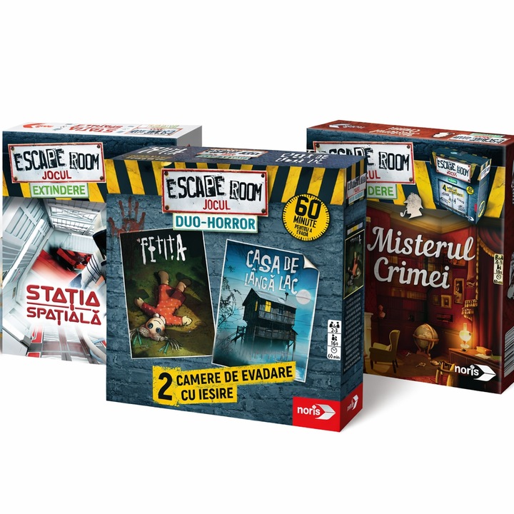 Escape Room Duo Horror játékcsomag és két kiegészítő, a Bűntény rejtélye és az Űrállomás