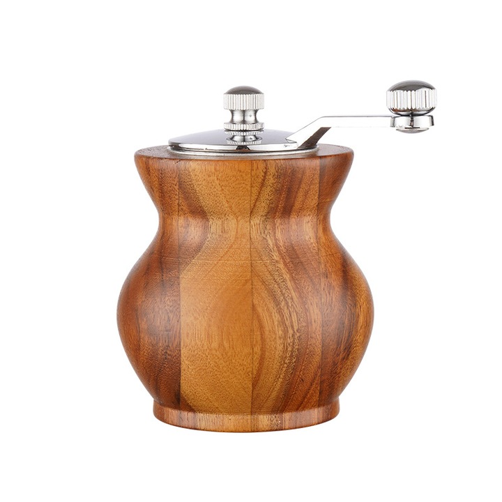 Rasnita de condimente, manuala, din lemn si aliaj, cu mecanism ceramic, ajustare granulatie, pentru piper si sare, set