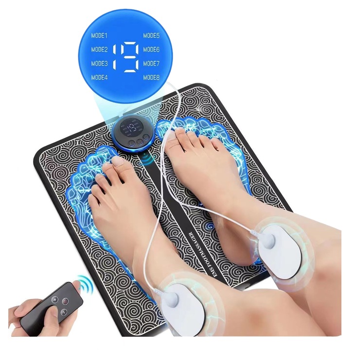 EMS lábmasszírozó készülék, 19 intenzitási szint, 8 masszázsmód, többszínű, otthoni használatra