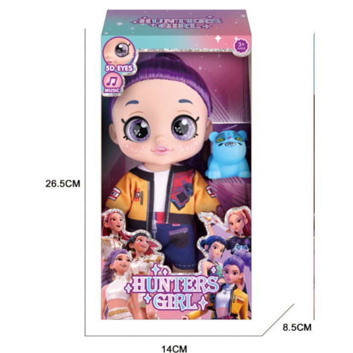 Figurina K-POP Witch Hunter Girls, set colorat, par violet, 10 inch, 5 articulatii, 26.5cm