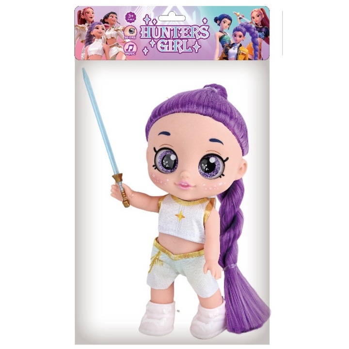 Figurina K-POP Witch Hunter, par violet, cu arma, 26.5cm