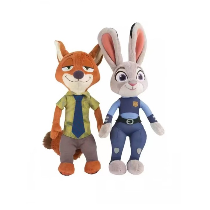 Set 2 Mascote din Plus Impact Vision®, Iepurele si Vulpea, Zootopia, Multicolor, 38 cm