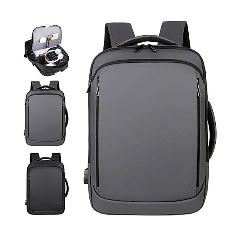 Rucsac de calatorie, compatibil cu laptopuri de pana la 15.6 inch, gri, 42x30x12 cm