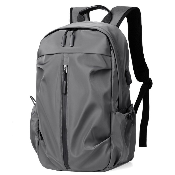 Rucsac de calatorie, compatibil cu laptop de pana la 15.6 inch, curea ajustabila, gri, 45x30.5x15 cm